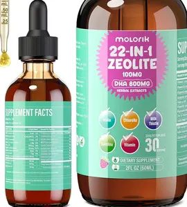 Zeolite Detox for Kids and Adults, Herbal Detox with 800mg DHA, 500mg Inulin, Probiotics & Vitamin B12, D3, C, B6, Cilantro Extract Cleanse to Support Brain, Immune, Gut, Energy, Berry Flavor, 60ML