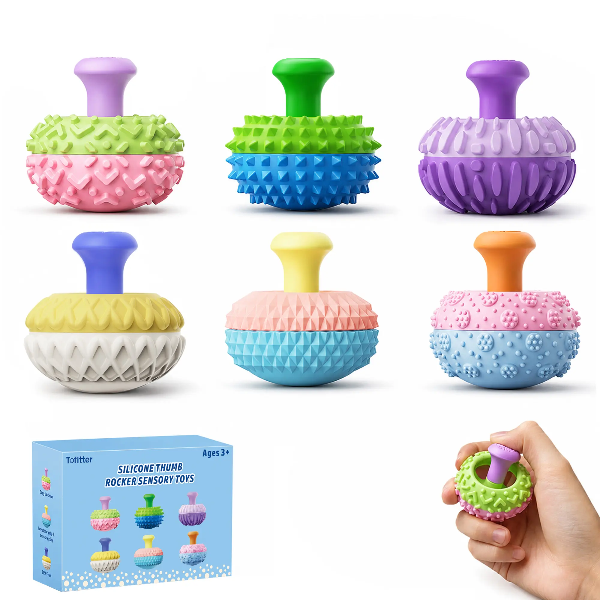 Calming Colour Fidget Toys Thumb Rocker 4/6PCS | Quiet Sensory Toy for ADHD, Anxiety Relief, Kids & Adults