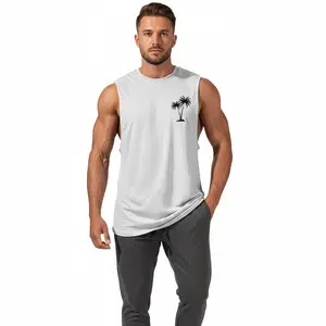 Palm Tree Tank Tops, Hawaiian Beach Tops, Summer Palm 2024, Men's Minimalist Solid Shapewear Vest Tops, Casual Comfy Sleeveless Earthy Top, Athletic Fashion Clothes