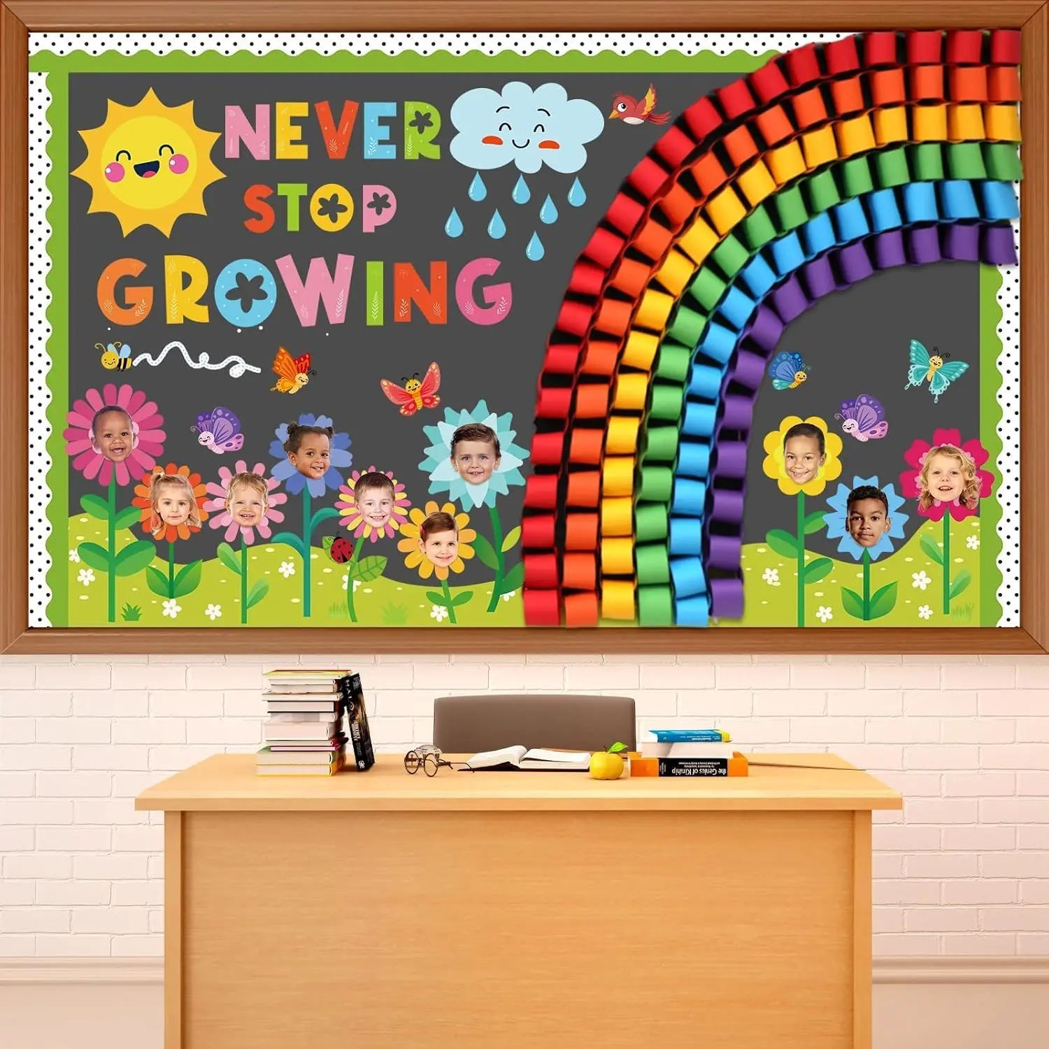 Summer Bulletin Board Classroom Decorations 3D Rainbow Butterfly Floral Bulletin Board Decor Summer DIY Photo Craft Cutouts for School Classroom Chalkboard  Home Office Supplies