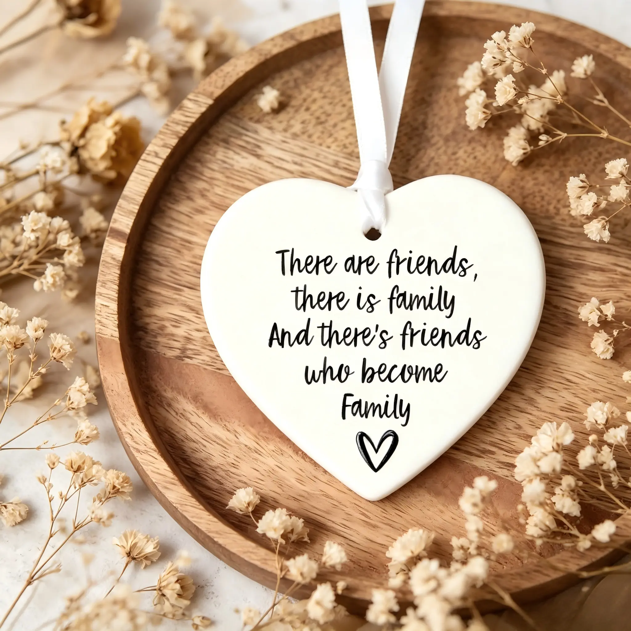 Heart-Shaped Hanging Ornament – Inspirational Friendship Quote Decor, Meaningful Gift for Friends & Loved Ones, Perfect for Home & Holiday Decor