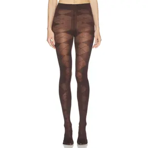 SWEDISH STOCKINGS Rebecka Argyle Tights in Dark Brown