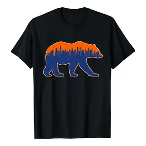 Cotton Unisex Football Bear Pride Tee, Chicago City Graphic Sport Lover Tee, Team Fan Gift Merch