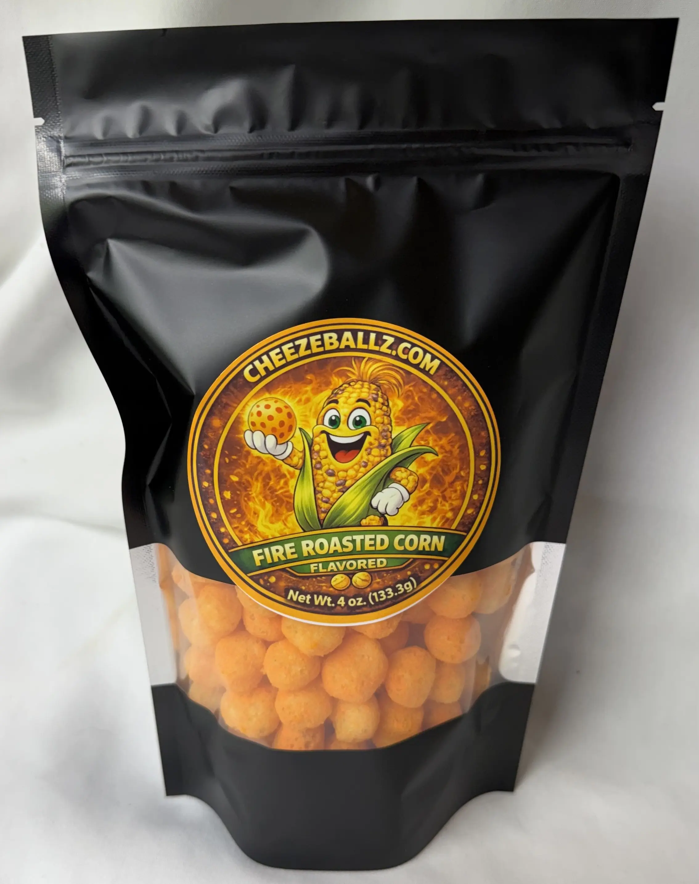Roasted Corn - Gourmet Flavored Cheese Ball Puffs - 4 oz. Bag (Cheesy Snack, Crispy, & Crunchy Goodness!!)