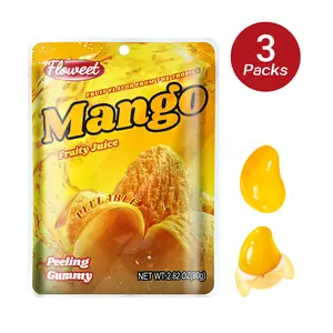 Floweet Mango Gummy Candy, Peeleble Gummy Mango Peeling Candy,Resealable 2.82 oz Bag(3 packs)