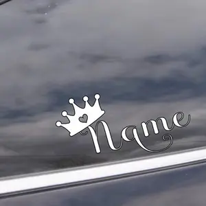 Custom Name Car Decal with Tiara | Personalized Princess Vinyl Sticker | Car Window Decal