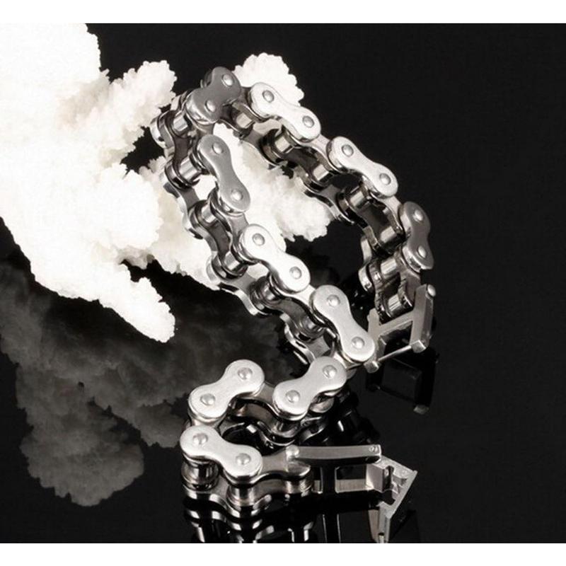 Mens Bikers Bracelet Stainless Steel Motorcycle Bike Chain Bracelets 8.4 Inch
