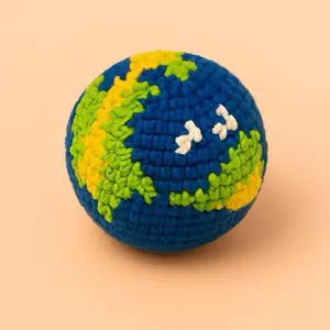 Earth Crochet Keychain - Handmade World Map Design with Blue and Green Colors for Eco-Friendly Accessories