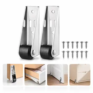 Vertical Track Roller Wheel Sliding Door Bottom Guide, 2.91 x 2.68 x 0.83 in Nylon Wheel with Aluminum Bracket, Anti-Swing Door Stop for Barn Door, Cabinet, Wardrobe, Smooth Quiet Sliding Replacement Part
