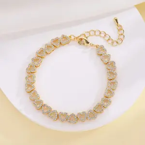 Infinity Love Heart Link Bracelets, 18K Adjustable Christmas Mother's Day Gift Anniversary Jewelry Birthday Gifts for Women Wife Girlfriend Her, 7-inch Chain and 2-inch Extender