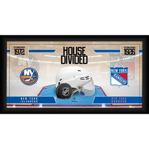 New York Islanders vs. New York Rangers Framed 10" x 20" House Divided Hockey Collage