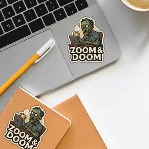 Zoom & Doom Sticker – Funny Zombie Work From Home Humor