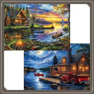 Puzzles for Adults 1000 Pieces, 2 Pack Lake and Night View Jigsaw Puzzles, Nature Theme, Challenging Puzzles for Game Night, Perfect for Nature Lovers(Gag Toys & Practical Jokes)(Gag Toys & Practical Jokes)
