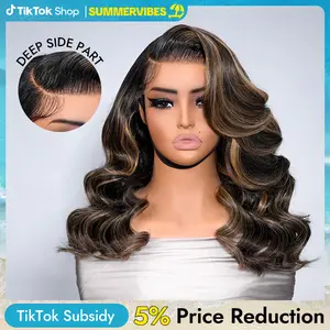 [Spring/Summer Essential]  [Updated With Drawstring] Wiggins Hair 250% Density Highlight Blonde Layered Body Wave Glueless Wig 6*8 Lace Closure Wigs Human Hair Pre Cut Lace Pre Plucked Hairline Beginner Friendly #SummerVibes