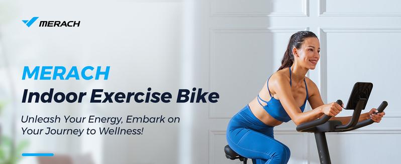 Merach Exercise Bike with New RPM Game Mode for Home Stationary Bike Enhanced Electronic with Holder Silent Belt Drive and Comfortable Seat Cushion for Cardio Workout Exclusive App ,Tablet Mount and Fitness Courses