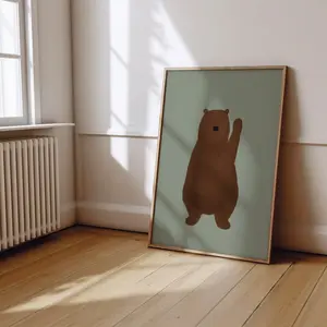 Sage Green Nursery Bear Wall Art Cute Bear Printable Bear Poster Bear Nursery Decor Woodland Nursery Decor Forest Animal Baby Room Printable - No Frame