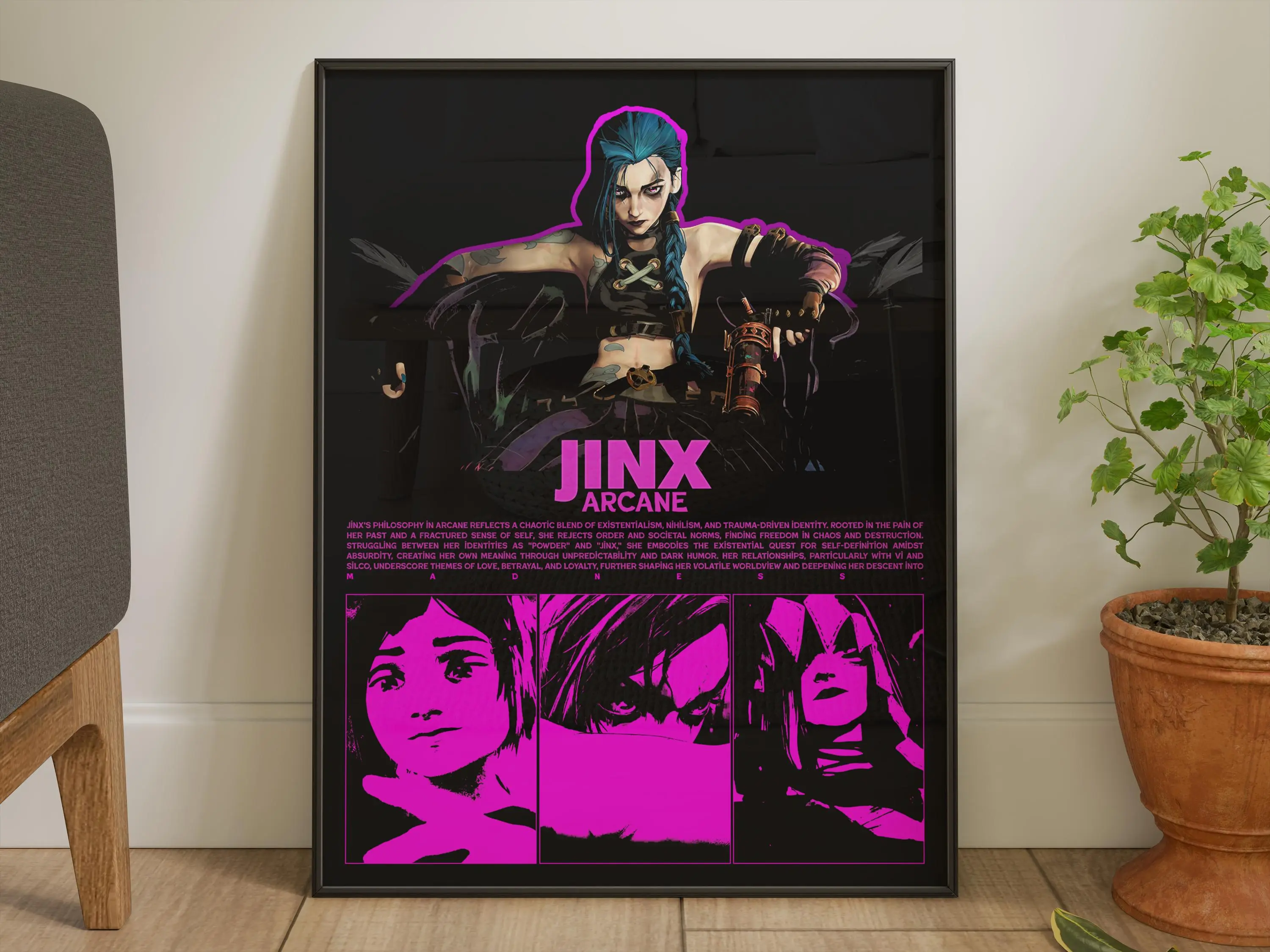 Arcane - Jinx , , FHD Digital Print Wall Decor Wall Hangings, , Jinx Vi Caitlyn, Digital, League of Legends POSTER UNFRAMED