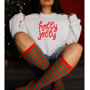 Women's Holly Jolly Christmas Sweater - Pullover Style - sweatshirt -  Comfort Crewneck