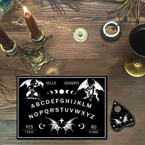 Spiritual Board Game Set, Pendulum Ouija Board with Pointer, Tarot Cards, Fortune Telling Tools, Large Rectangular Board, with Letters, Halloween