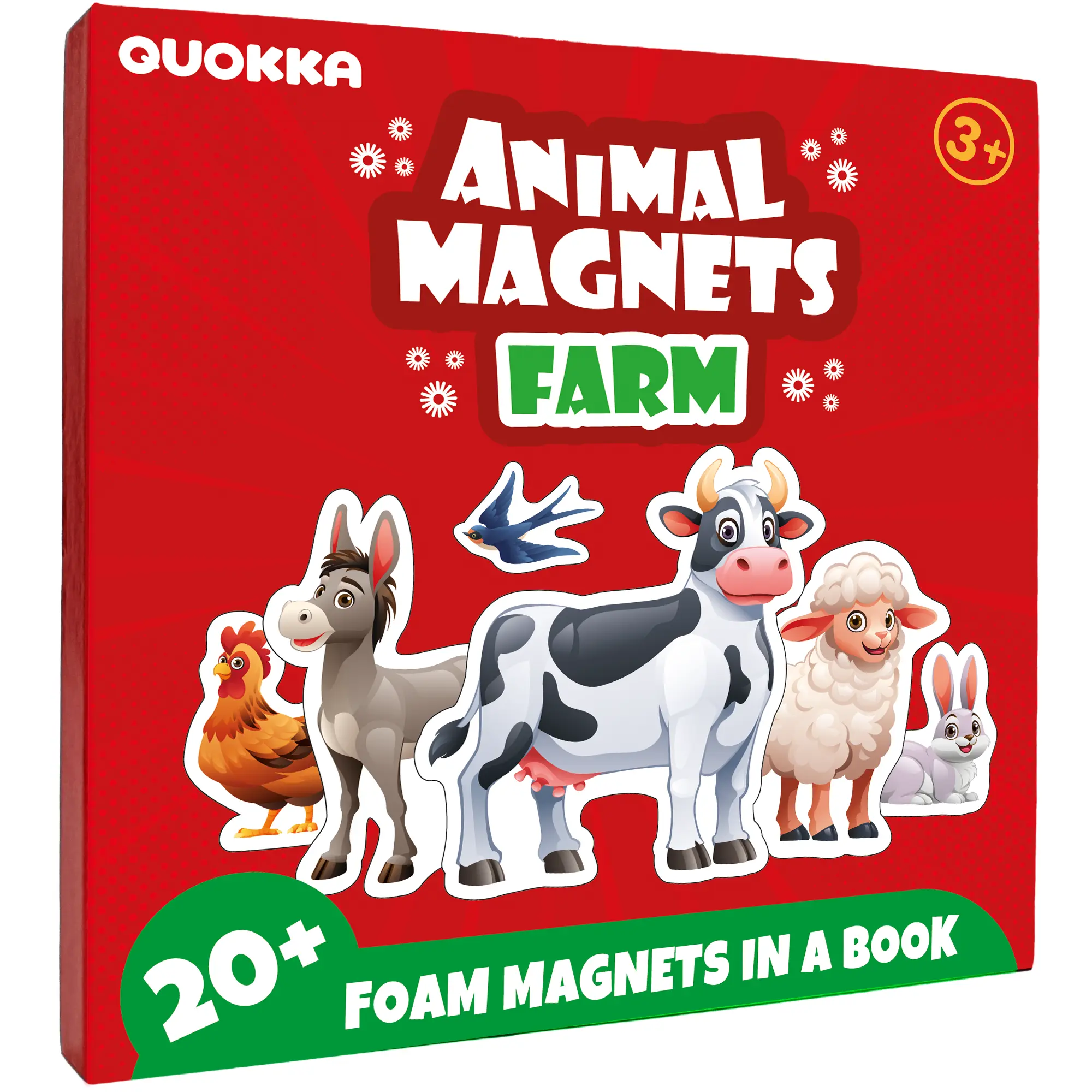 QUOKKA Travel Magnetic Cognitive Development Jigsaw Puzzles for Toddlers 1-3 - Lightweight, Compact 20+ Pcs Farm Animal Puzzle, 6.9x6.9 In, Extra-Long Play Book for Flights, Quiet Playtime
