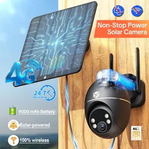 4G LTE Wireless Solar Powered Security Camera – 2K HD Live View 360° Coverage Auto Tracking, No WiFi, 24/7 Recording, Color Night Vision, Remote App Control Outdoor Monitoring for Unlimited Data