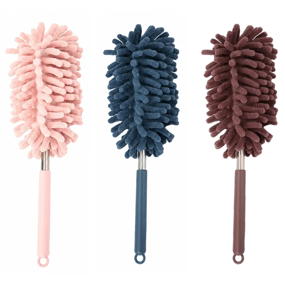 3Pcs Soft Microfiber Duster Cleaner with Retractable Pole (11.8in to 30in), Detachable Head, Handle, Hand Washable, Anti-Static - Daily Household Cleaning Supplies for Household Users, Office