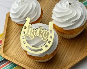 Cupcake Acrylic Charms/Toppers - Lucky Horseshoe (set of 6) St. Patty's Day