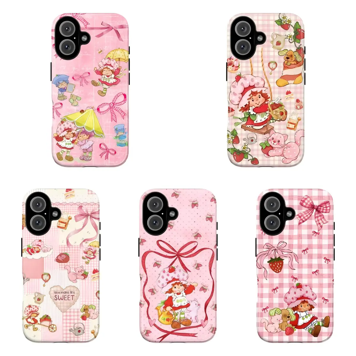 Strawberry Sweetheart Playful Phone Case, Retro 90s Pink Phone Case, Suitable for iPhone 17/16/15/14/13/12/11 Pro Max/Plusand Samsung Galaxy S23-25, shock-absorbing, anti-drop protective case, lightweight, new fashion trend design