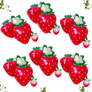 6PC Giant 40" Strawberry Balloons Flower & Berry-Themed Decorations for Birthday & Baby Shower