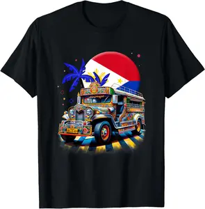 100% Cotton Philippines Flag Proud Filipino Philippines Jeepney T-Shirt