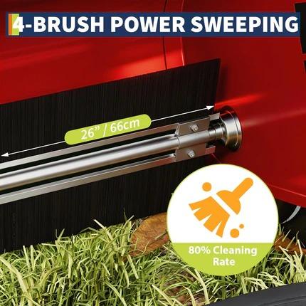 [NEW PRODUCT - FLASH SALE] Garvee 26" Push Lawn Sweeper, 7 Cu. Ft Leaf & Grass Collector, 4 High-Speed Brushes, Adjustable Height, Heavy-Duty Steel Frame Yard Sweeper