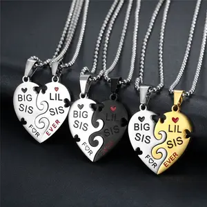2pcs Creative New Best Friend Heart Shaped Splicing Stainless Steel Pendant Necklace Light Luxury Elegant Daily Casual Wearing Jewelry
