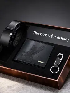 Men's Fashion Belt Set (belt + Wallet + Keychain), Perfect Gift for Valentine's Day, Father's Day, Christmas, Birthday