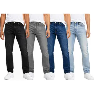 Men's 3-Pack Flex Stretch Slim Straight Jeans with 5 Pockets Denim Fabric Menswear