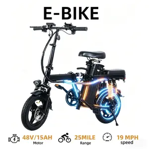 A10 Electric Bicycle 400W Motor 48V 15Ah Urban Commuter Bike 25 Mile Range 19 MPH Speed Dual Seat Foldable elect ic