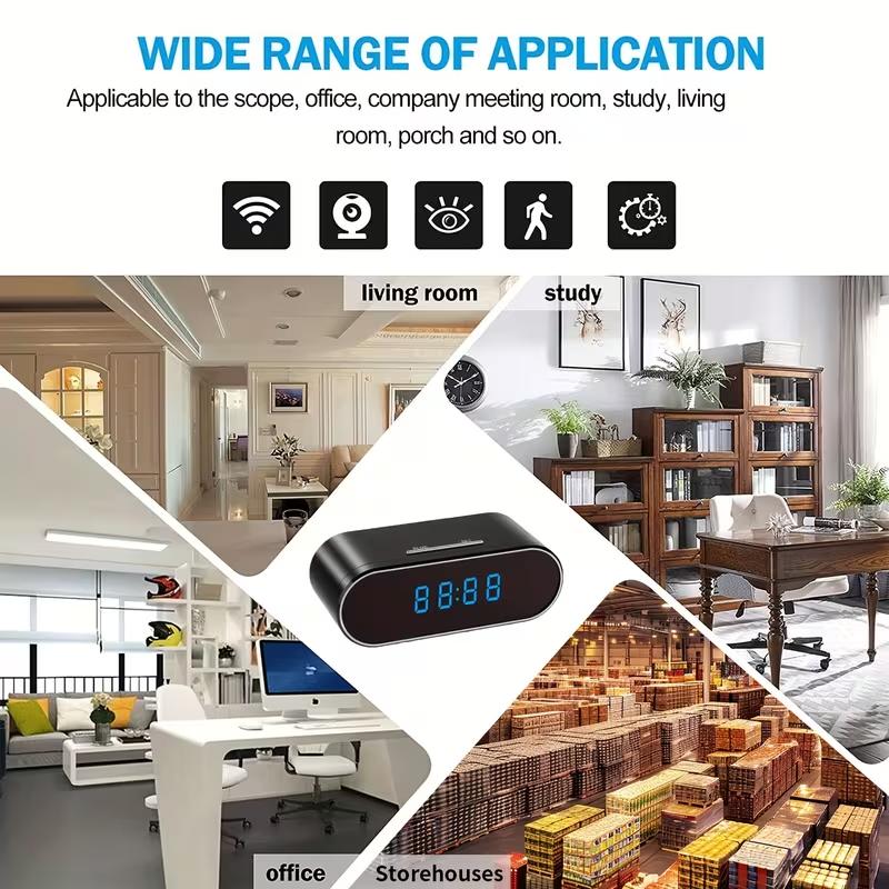 Mother's Day Gift:WiFi Security Camera - Wireless Camera Clock with 64GB Card, Night Vision, Motion Detection, Loop Recording, 2.4GHz WiFi Connection, Lithium Battery Powered, Remote Live Viewing, Ideal for Home, Office, Warehouse Monitoring