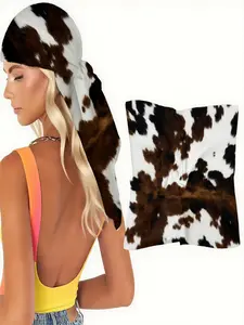 1pc Elegant Cowhide Motif Animal Pattern Scarf, Ultra Soft, Lightweight Design, Versatile Usage Square Wrap for Headband, Hair Scarf, Neck & Shoulder,