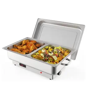 [FLASH SALE] Garvee 9QT(2×1/2Pan)Electric Chafing Dish with Temperature Control, Stainless Steel Buffet Servers and Warmers, Electric Chafing Dish Set with Temperature Control for Catering