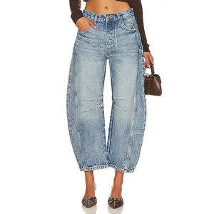 Women’s Baggy Wide Leg Jeans – Mid-Rise Barrel & Banana Leg Denim Pants, Relaxed Fit Streetwear, Solid & Leopard Print Options