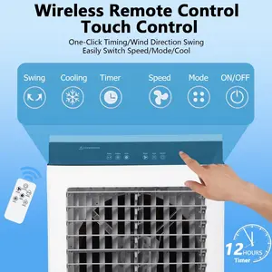Gaomon 3-in-1 Portable Evaporative Air Cooler - 2100 CFM, 8-gal Tank, Wireless Control, 3 Speeds, 12h Timer, Cooling Mode, Up to 700 sq ft, for Indoor & Garage Use, 8Gallonstank, Coolingmode
