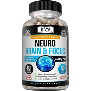 Neuro Brain Nootropic Supplement for Memory & Focus – Supports Concentration, Learning & Cognitive Function – Energy Brain Booster Capsules – 60 Count