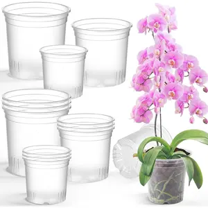 12 Pack 7.7/9.4/10.8 Inch Large Clear  Pots for  Flexible Clear Plastic  Pots with Drainage Hole Transparent Plastic Seedling Planter for Indoor Outdoor Rooting Visibility