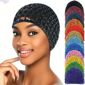 5Pcs/Pack Mixed Color Woven Hair Caps, Knitted Hollow-Out Head Wraps, Soft Breathable Fashion Hair Accessories for Sleeping, Daily Home Use, Mixed Color 5Pcs/Pack