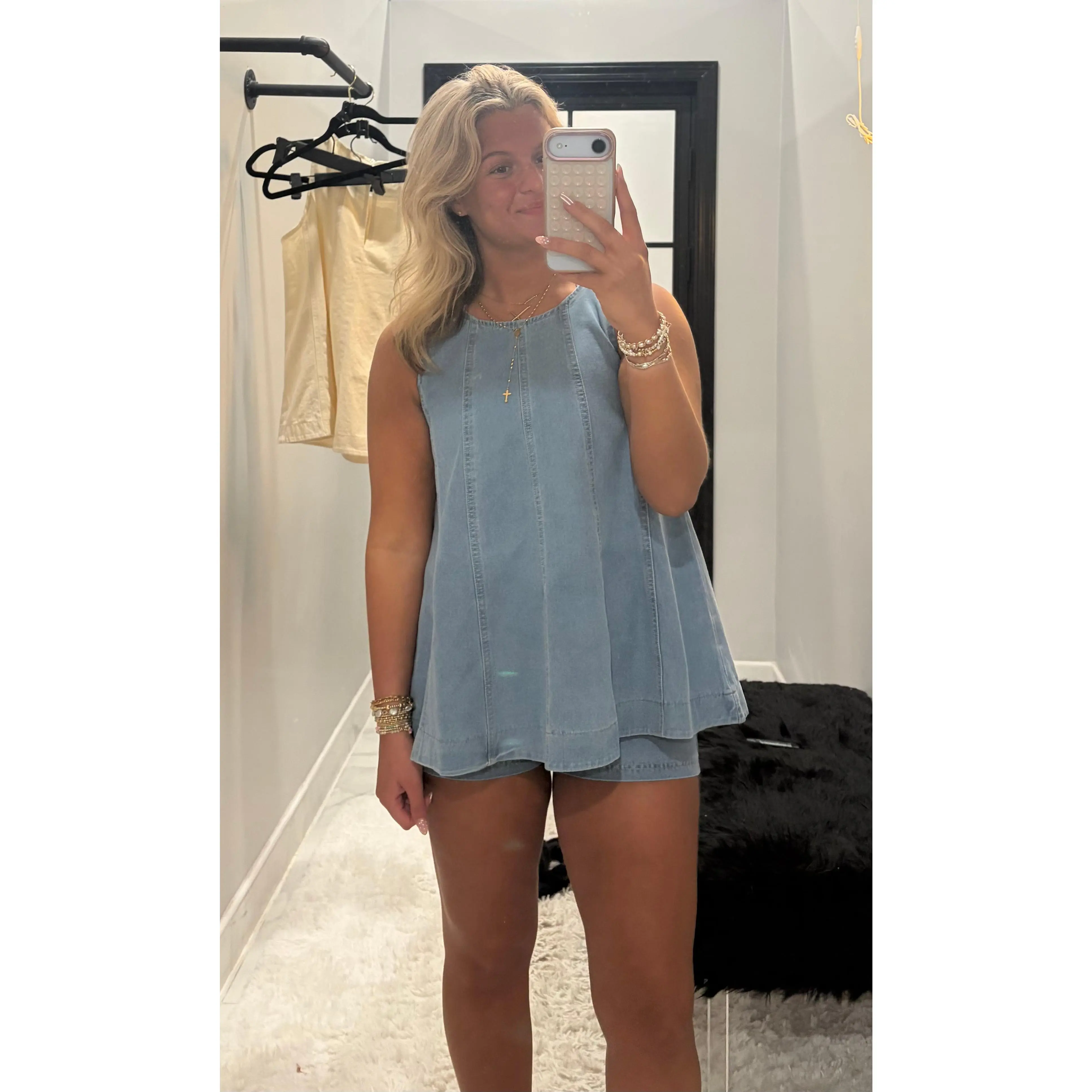 Denim Two-Piece Short Set