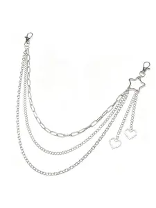 1pc Heart Pendant Three-Layer Belt Chain, Fashion Star Design, Unique Pants Decoration, Boho Style, Trendy Accessory for Women