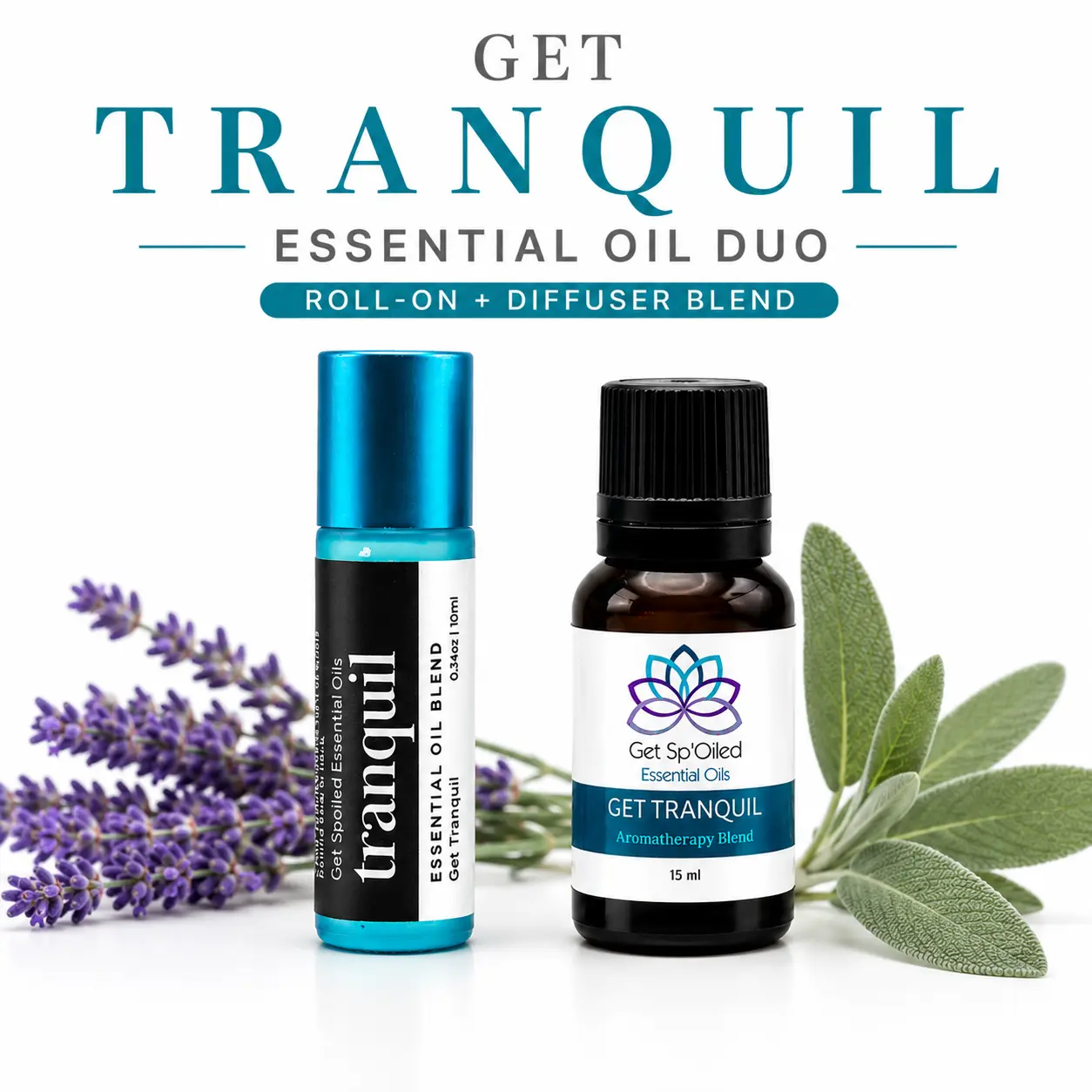 Tranquil Essential Oil Blend Gift Set – Aromatherapy Diffuser & Roll-On