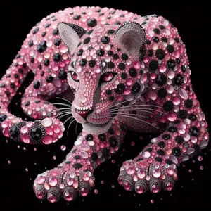 5D DIY Full Drill Round Diamond Art Painting Kit, Leopard Mosaic Canvas, Home Wall Decor, Perfect Gift for Birthday, Anniversary