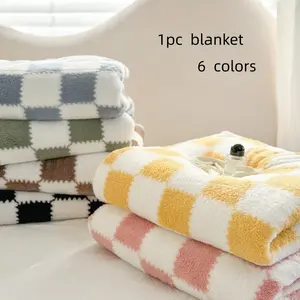 Plaid Blanket Soft Comfortable Flannel Full Size for Sofa and Bed Luxurious Chessboard Pattern Multiple Sizes Available