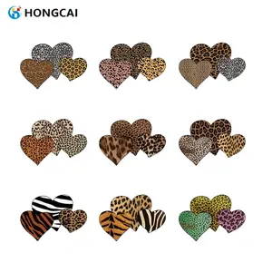 9 Wild Leopard Heart Series Iron-On Patches, Blend Zebra Tiger Patterns, High-Quality Vinyl, Easy Transfer for T-Shirts Hoodies Pillows