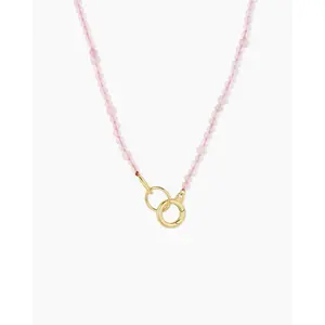 gorjana – Power Gemstone Beaded Necklace – 18K Gold-Plated Rose Quartz Necklace – Vibrant & Empowering Jewelry